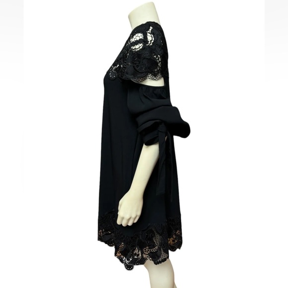 Jonathan Simkhai Women’s Sz 8 Black Lace Shift Long Sleeve Mini Dress - Picture 4 of 9